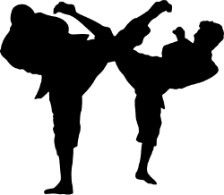 Generic Sports Figures  Gold Clip Art   Karate  Fight  From Vehicle    