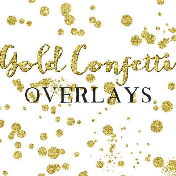 Gold Confetti Overlay Clipart   Glitter Confetti Clipart   Digital