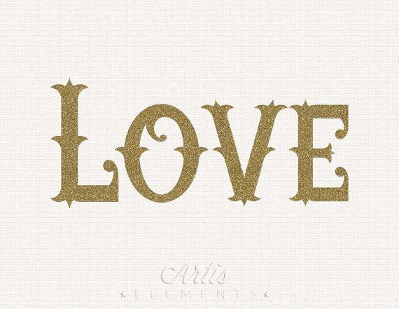 Gold Glitter Love   Valentine Clipart   Digital Overlay Printable