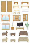 Living Room Furniture Startseite Innenarchitektur Stock Vektorgrafik    