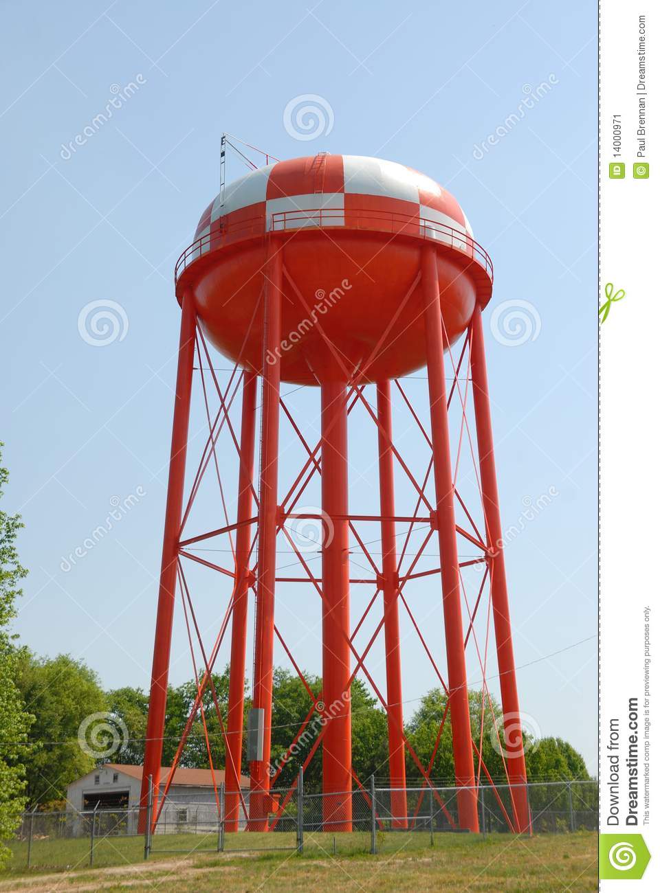 Red And White Water Tower Stock Image   Image  14000971