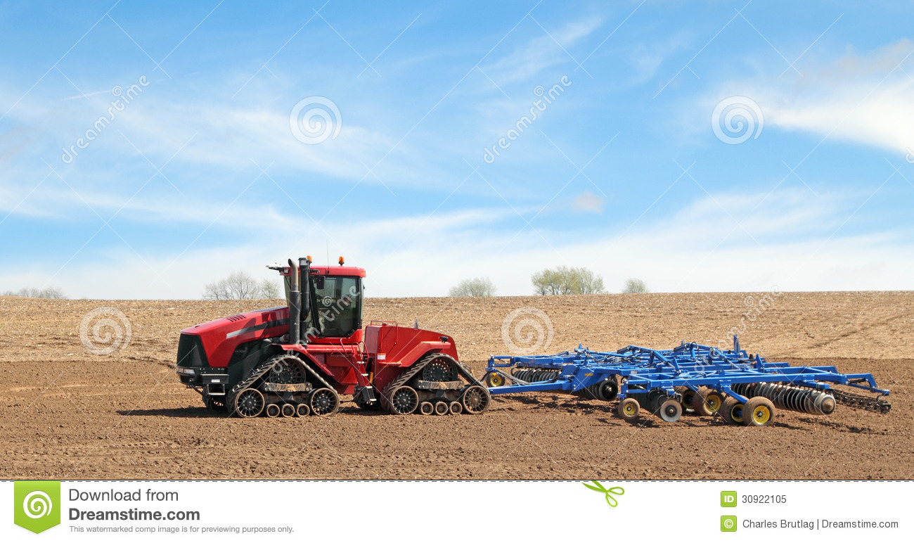 Red Tractor And Plow Royalty Free Stock Photo   Image  30922105