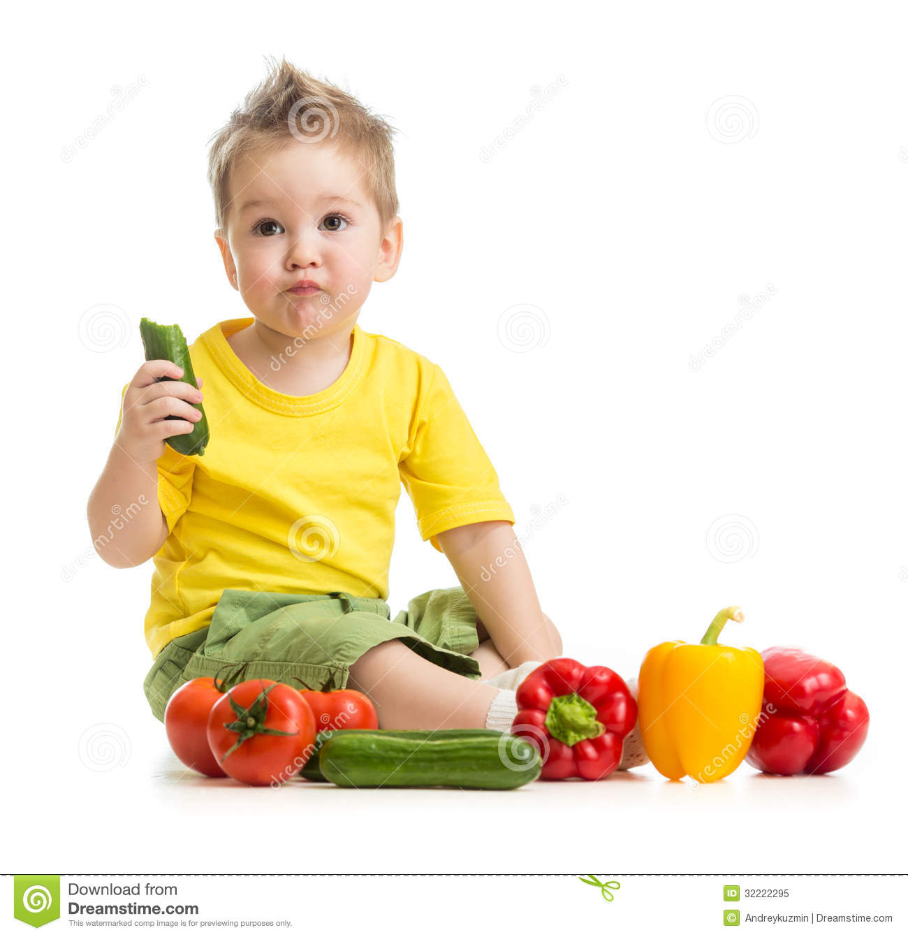 Royalty Free Stock Photo  Funny Kid Eating Healthy Food