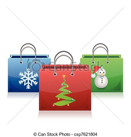 Vector   Set Of Christmas Shopping Bags   Stock Illustration Royalty