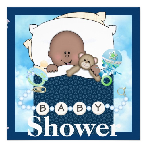 Baby Boy Shower African American Invitation 5 25 Square Invitation    
