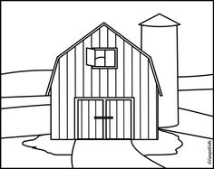 Christian Clip Art  Coloring Picture Barn On A Farm  Black And White
