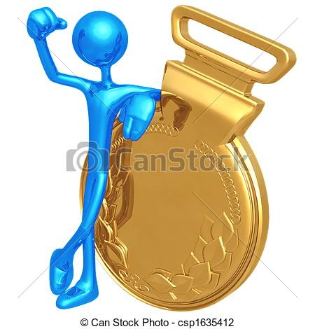 Clip Art Of Gold Medal Winner   3d Concept And Presentation Figure    