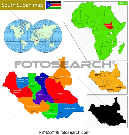 Clip Art Of South Sudan Map K21632148   Search Clipart Illustration