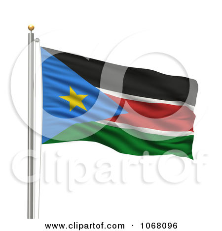 Clipart 3d Flag Of South Sudan Waving On A Pole   Royalty Free Cgi