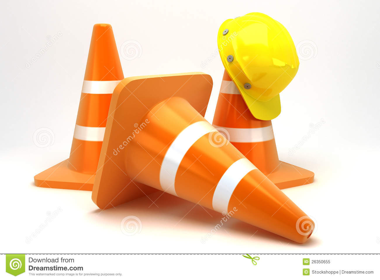 Construction Cone With Hard Hat Royalty Free Stock Photo   Image    