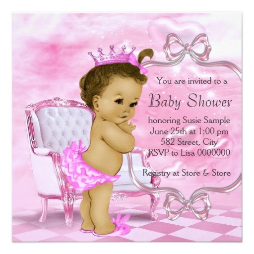 Elegant Pink African American Baby Shower Custom Invitation