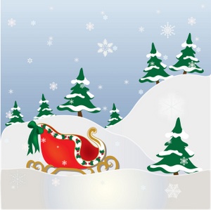 Free Winter Clip Art Image   Beautiful Snowy Christmas Scene With A