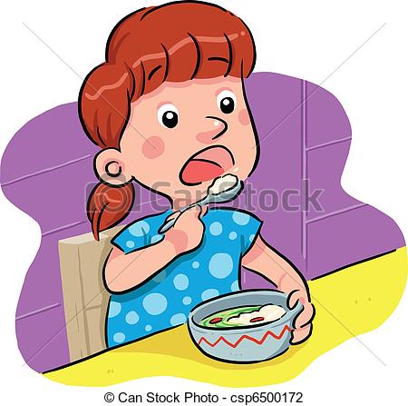 Girl Eating Dinner Clip Art
