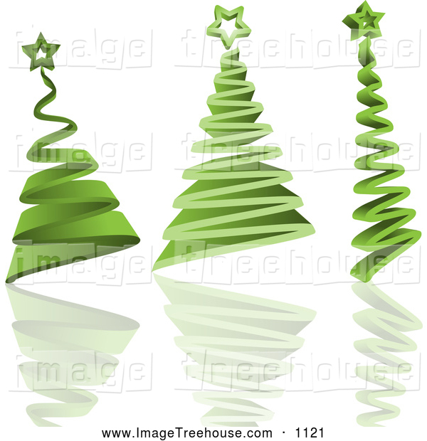 Green Christmas Trees With Reflections Tree Clip Art Kj Pargeter