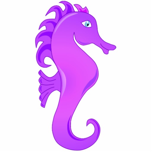 Kawaii Cute Cartoon Seahorse In Purple And Lilac Acrylic Cut Out    