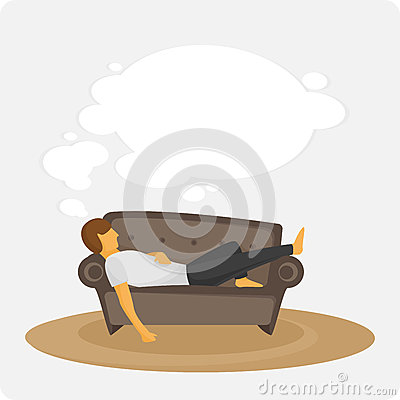 Man Sleep On Sofa  The Person Dreams Lying On A Sofa  Idler  Vector    