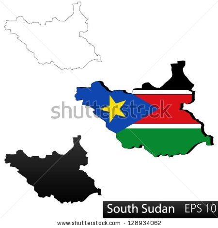 Maps Of South Sudan 3 Dimensional With Flag Clipped Inside Borders