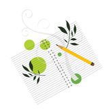 Notebook With Pencil And Decoartive Coil Royalty Free Stock Photo