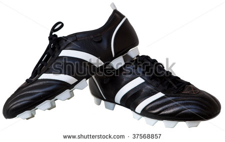 Pair Black Leather Soccer Shoes Isolated On White Stock Photo 37568857