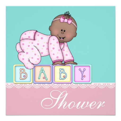 Pink Teal Blue African American Baby Shower 5 25x5 25 Square Paper    