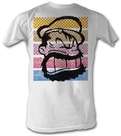 Popeye T Shirt Brutus Color Stripes Adult White Tee Shirt
