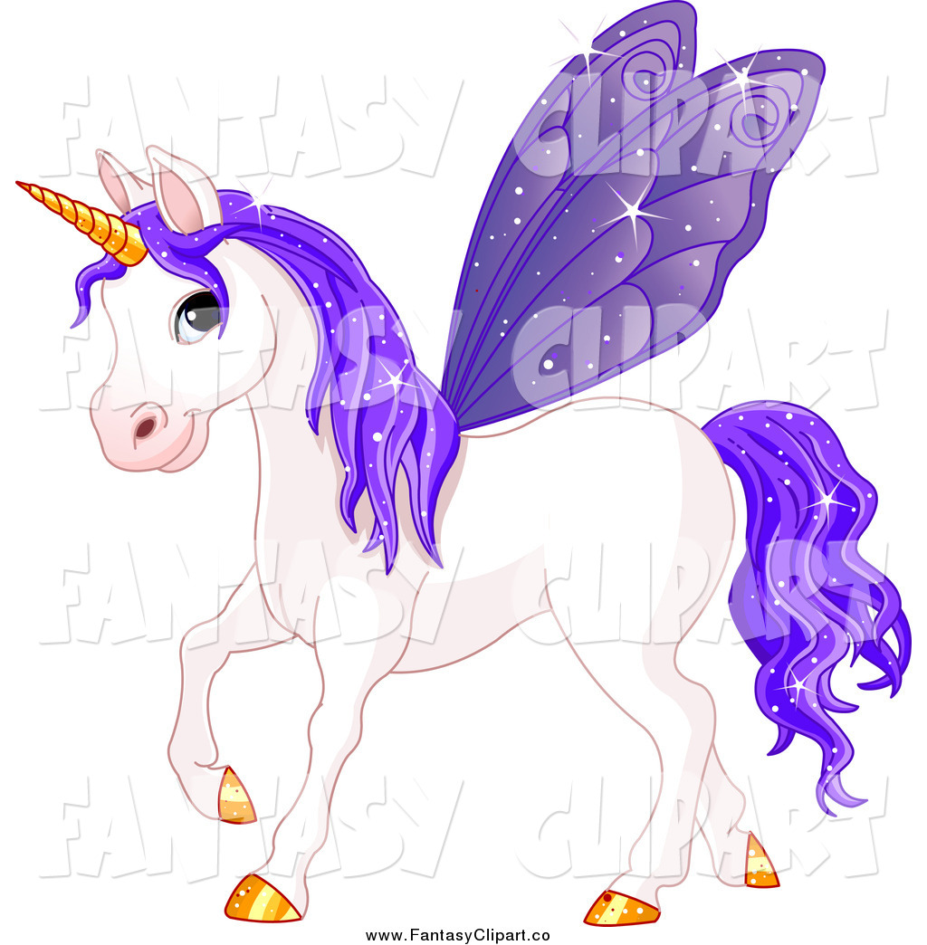 Preview  Clip Art Of A Magical White Fairy Unicorn Horse With Purple
