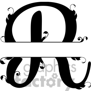 Royalty Free Split Regal R Monogram Vector Design Clipart Image
