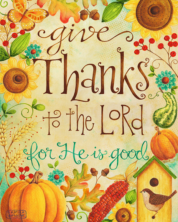 Thanks To The Lord 8x10 Art Print Christian Bible Verse Thanksgiving