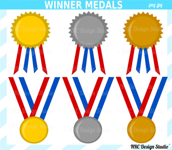 Winner Medals Clip Art   School Sports Clip Art   Digital Medals    