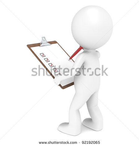 3d Little Human Character The Inspector Holding A Clip Board And A Pen    