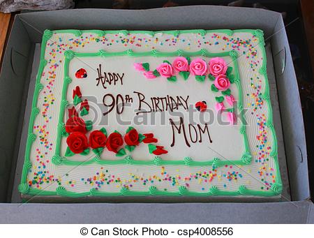 90th Birthday Cake With Decorations And Flowers