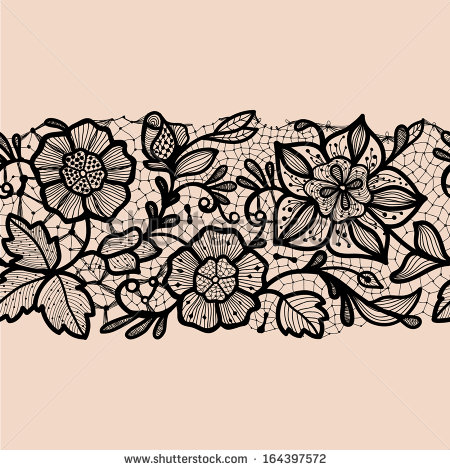 Abstract Lace Ribbon Seamless Pattern With Elements Flowers  Template    