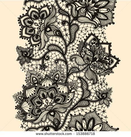 Abstract Lace Ribbon Seamless Pattern With Elements Flowers  Template