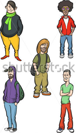     Cartoon Modern Young Men In Various Clothes Stock Vector   Clipart Me