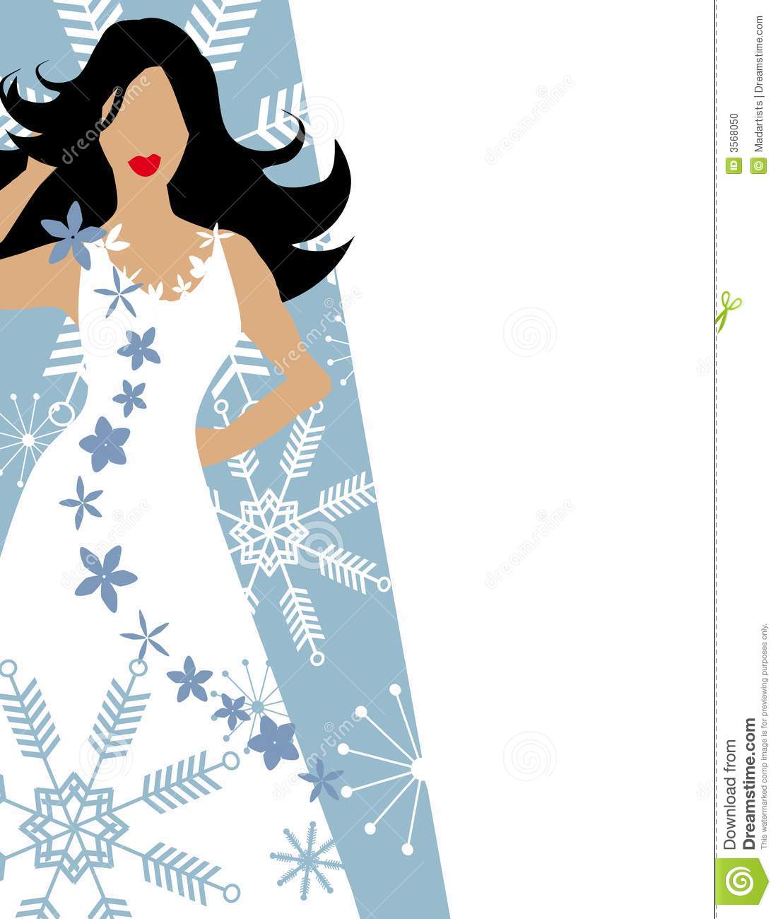 Clip Art Illustration Of A Dark Haired Fashion Model Wearing A White