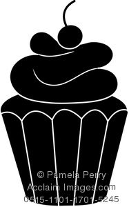 Clip Art Image Of A Silhouette Of A Cupcake Icon