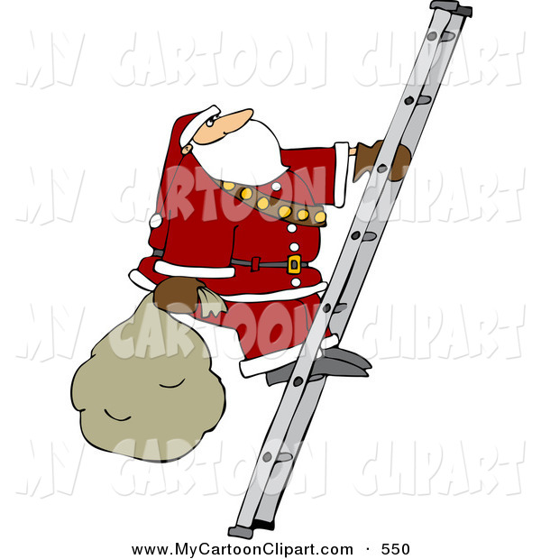 Clip Art Of Santa Claus Carrying A Sack Up A Ladder By Djart  550