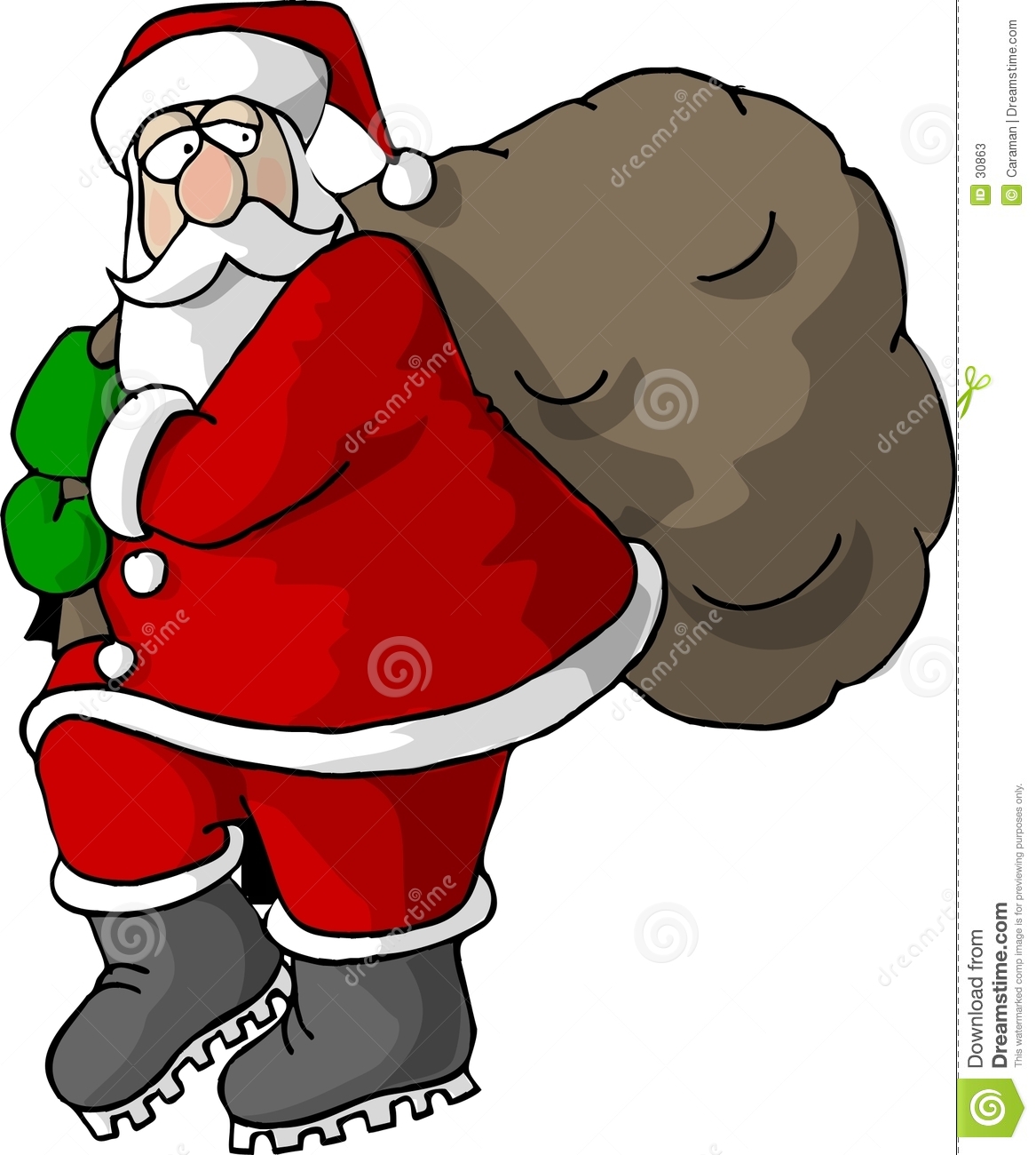 Created Depicts Santa Carrying A Bag Of Gifts With No Background