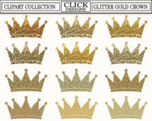 Crown Glitter Gold Digital Clipart  Glitter Gold Sparcle Shimmer Crown    
