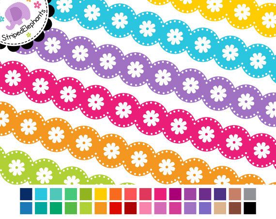Digital Clip Art   Flower Lace Digital Ribbons   Instant Download   C