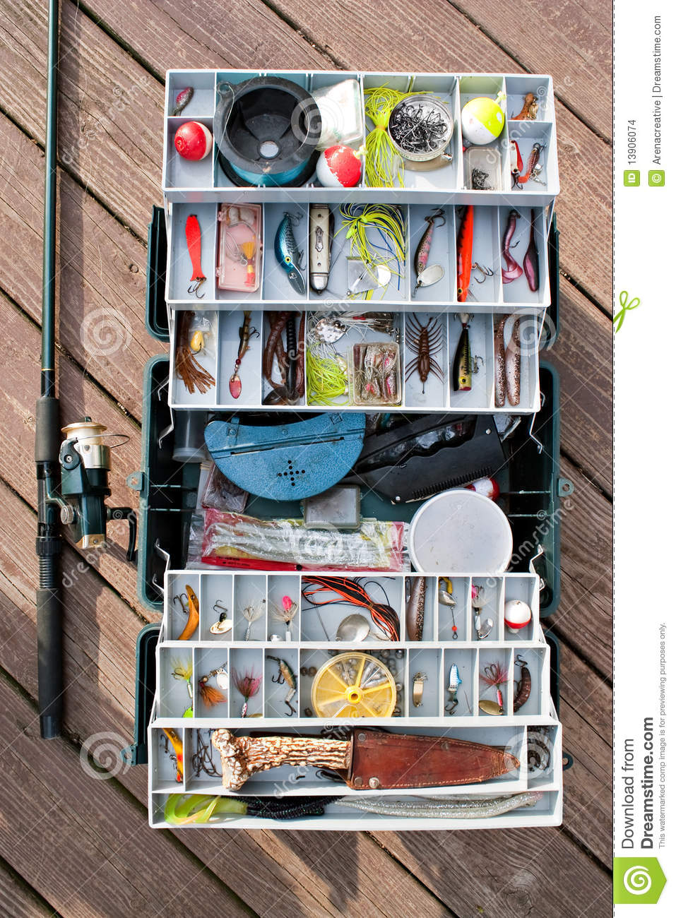     Fisherman S Tackle Box Rod And Reel Ready For A Long Day Of Fishing