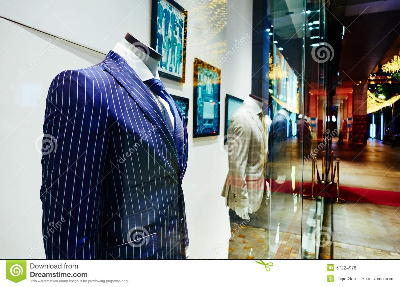 Front Of Modern Fashion Men Clothing Retail Store Window Man Clothes    