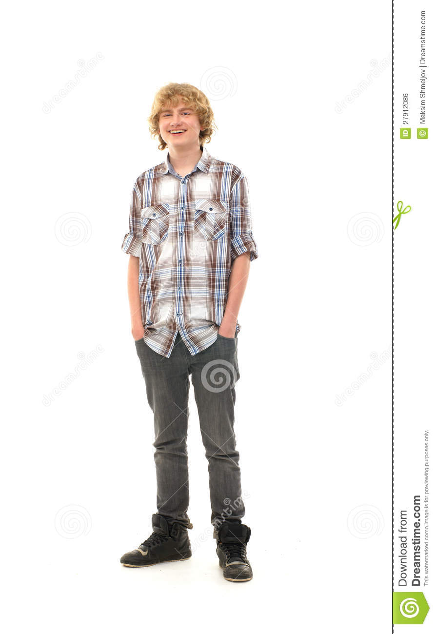 Happy Teenage Guy Posing In Modern Clothes Royalty Free Stock Image    