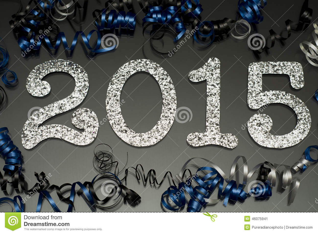 New Year 2015 On Black With Confetti And Champagne Stock Illustration
