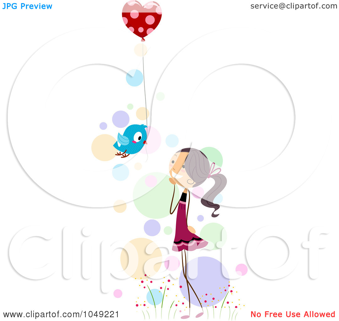 Rf  Clip Art Illustration Of A Valentine Stick Girl Recieving A Heart