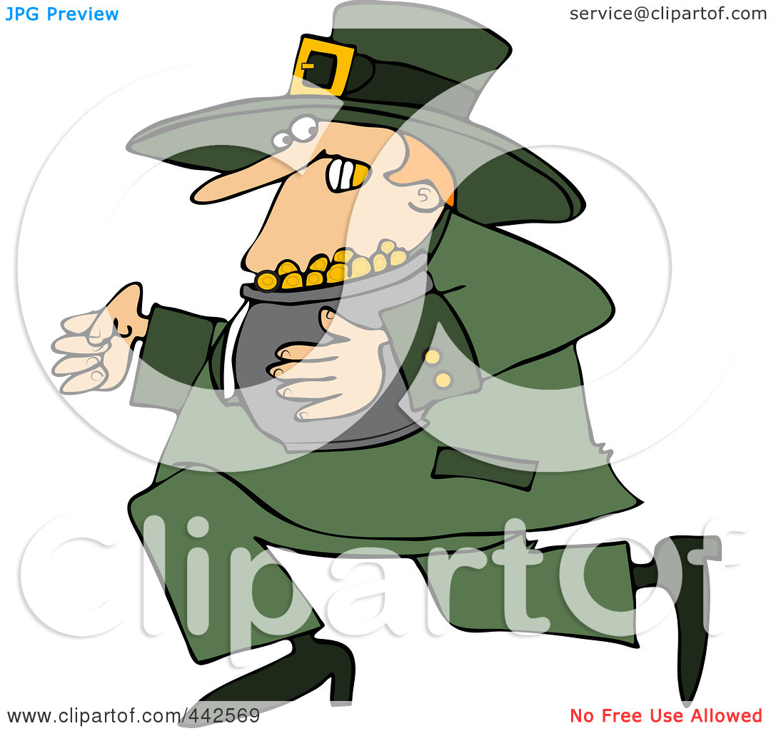 Royalty Free  Rf  Clip Art Illustration Of A Leprechaun Running Away
