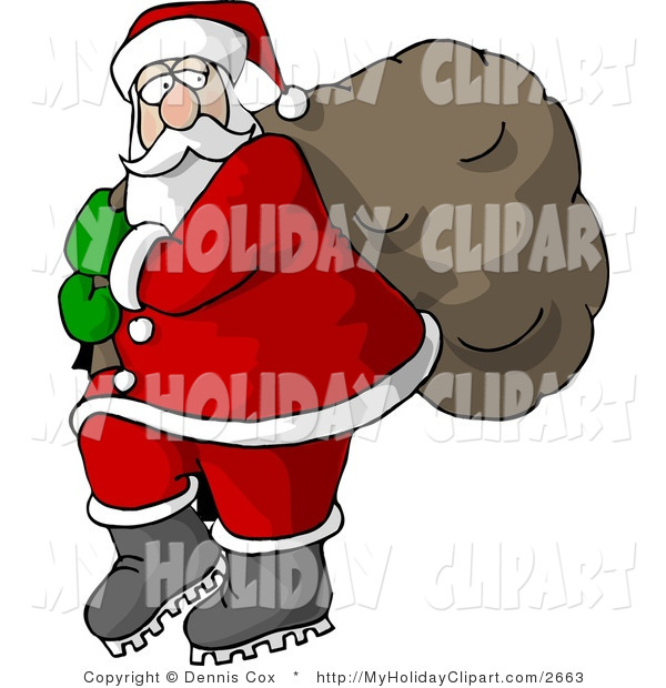 Santa Carrying Full Bag Of Christmas Presents Clipart Dennis Cox