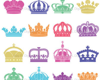 Silhouette Clip Art Crowns Digital Crown Clipart Colour Decorative    