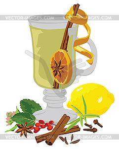 Still Life Tea And Spices   Vector Clip Art