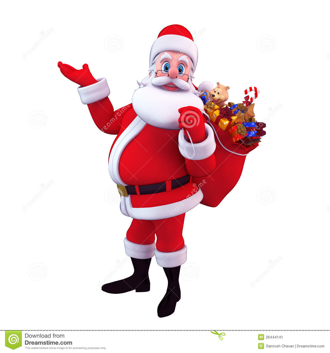 Stock Image  Santa Carrying Gift Bag Isolated With White  Image